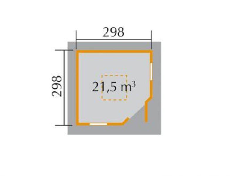 298 x 298cm  Gartenhaus 149 5-Eck m.Dachaufsatz Gr.2, 28 mm
