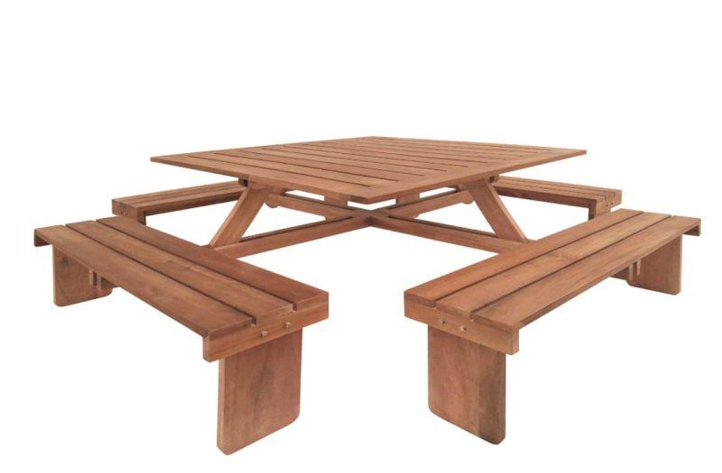 Picknicktisch aus Hartholz Quadratisch  L210 x B210