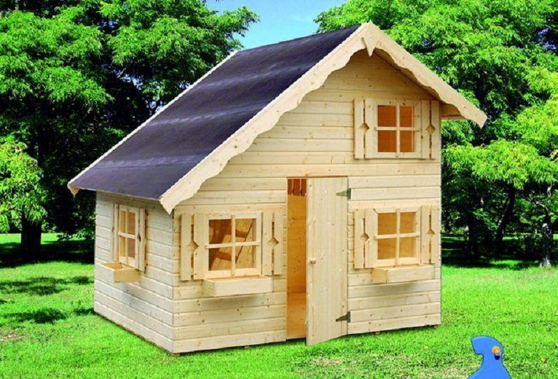Holzspielhaus Spielhütte Spielhaus  Tom 16mm mit Dachschindeln