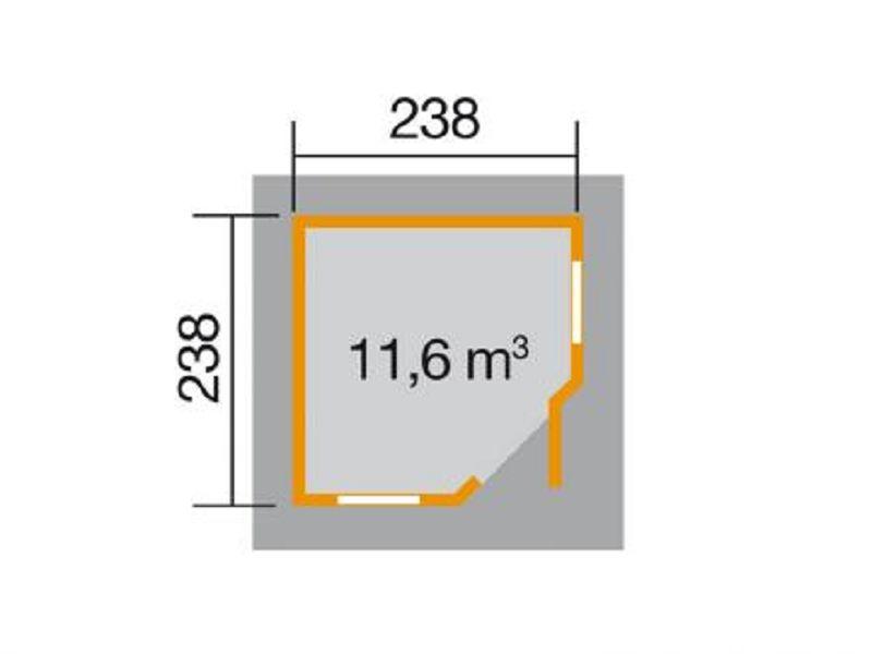238 x 238cm  Gartenhaus 149 5-Eck Gr.1, 28 mm
