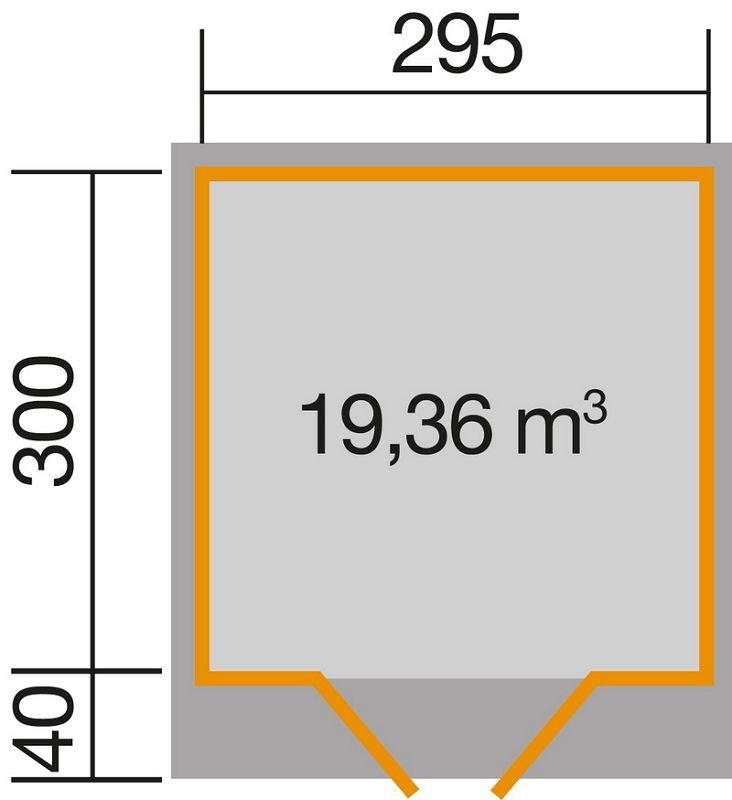 295 x 300cm  weka Gartenhaus 179 Gr. 4, grau, 28 mm, Doppeltür
