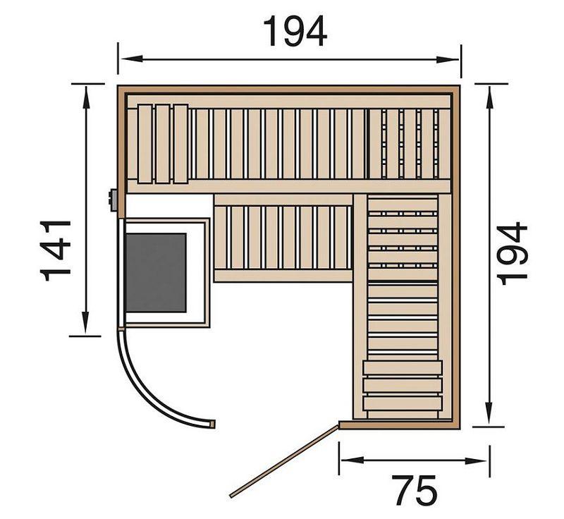 weka Design-Sauna SARA 1 inkl. Saunaofen 7,5 kW OS